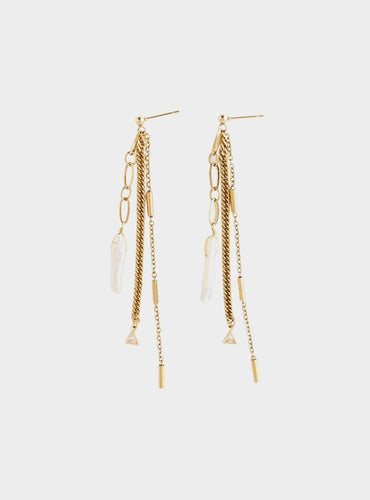 Terre Pearl and Gold Chain Earrings