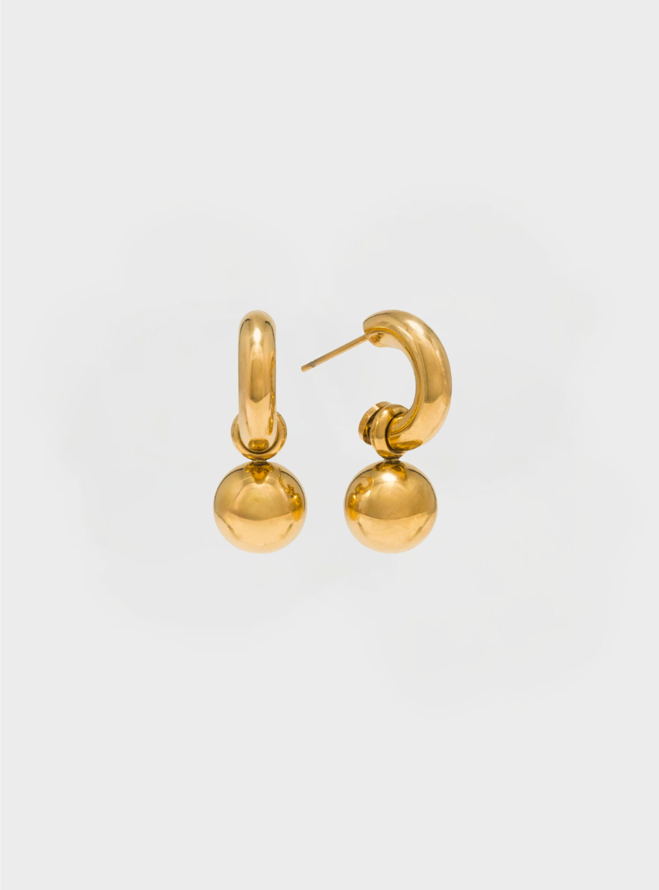 Waterproof Solstice Drop Hoop Earrings - Gold