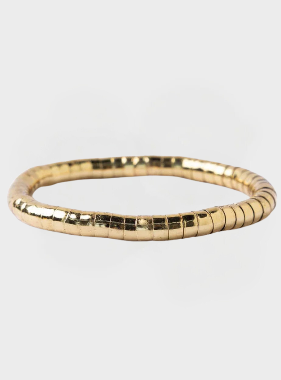 Round Bead Stretch Bracelet - Gold