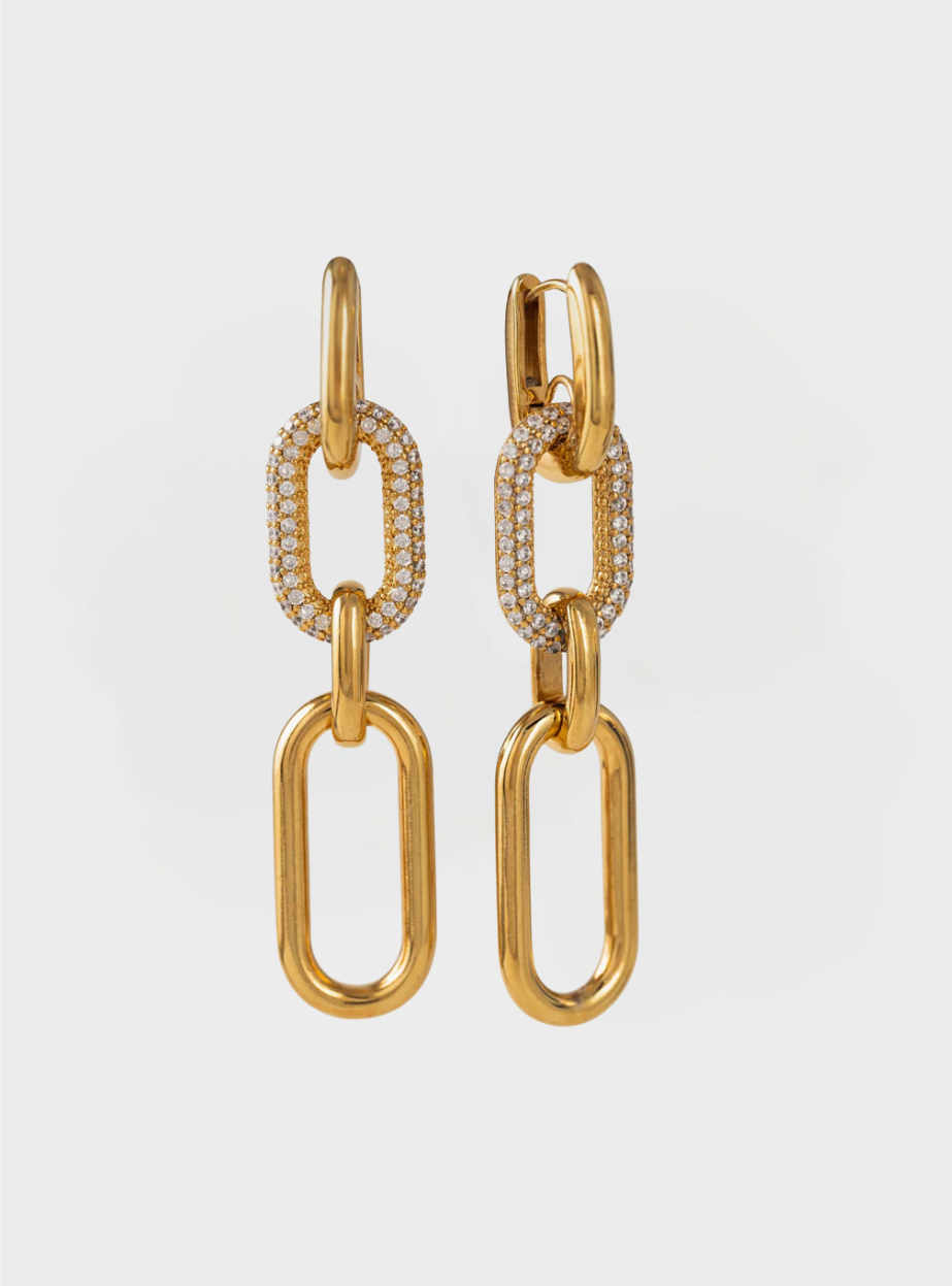 Solana Paperclip Triple Drop Hoop Earrings