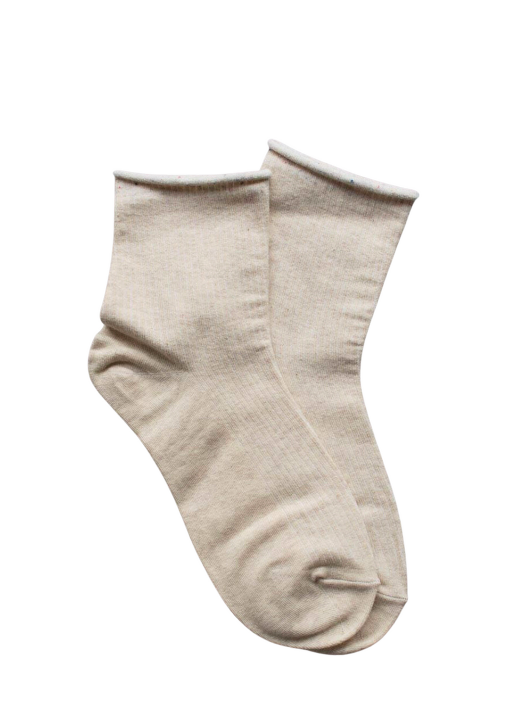 Roll Up Confetti Casual Socks - Oatmeal