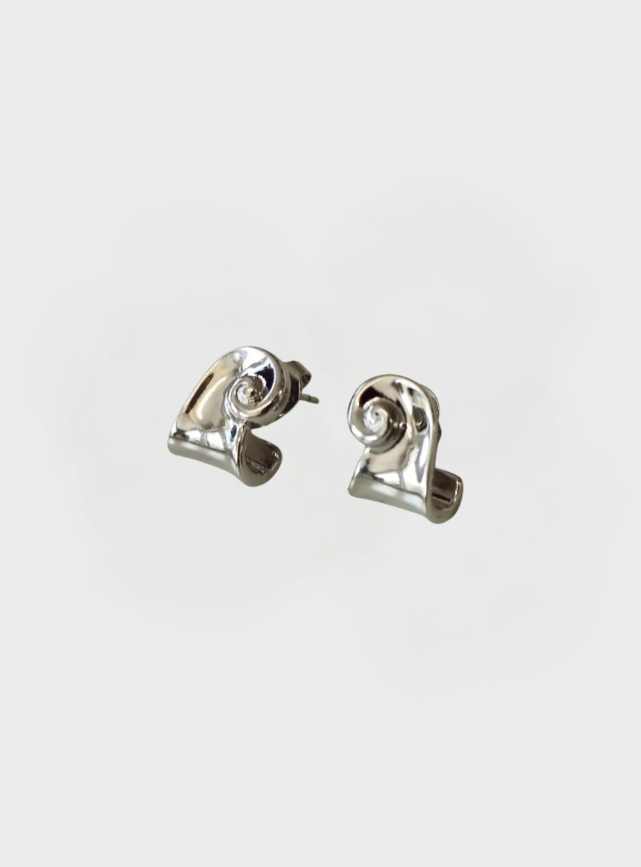 Swirl Wave Earrings - Silver