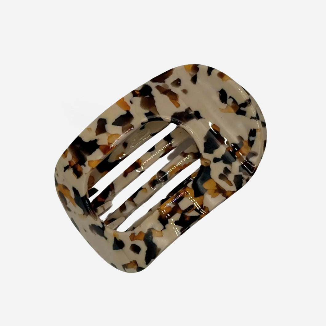 Cellulose Acetate Circle Flat Claw Clip - Mochaccino