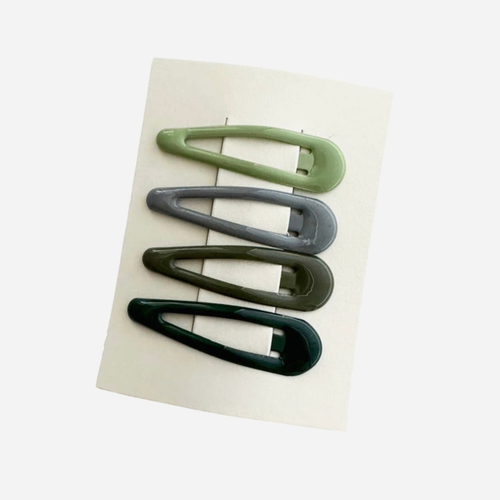 Glossy 4PC Hair Clips - Sage