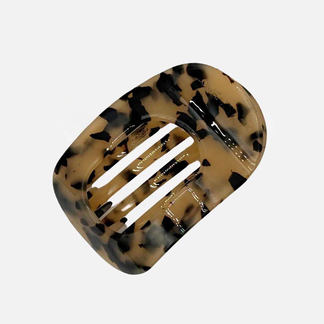 Cellulose Acetate Circle Flat Claw Clip - Light Tortoise