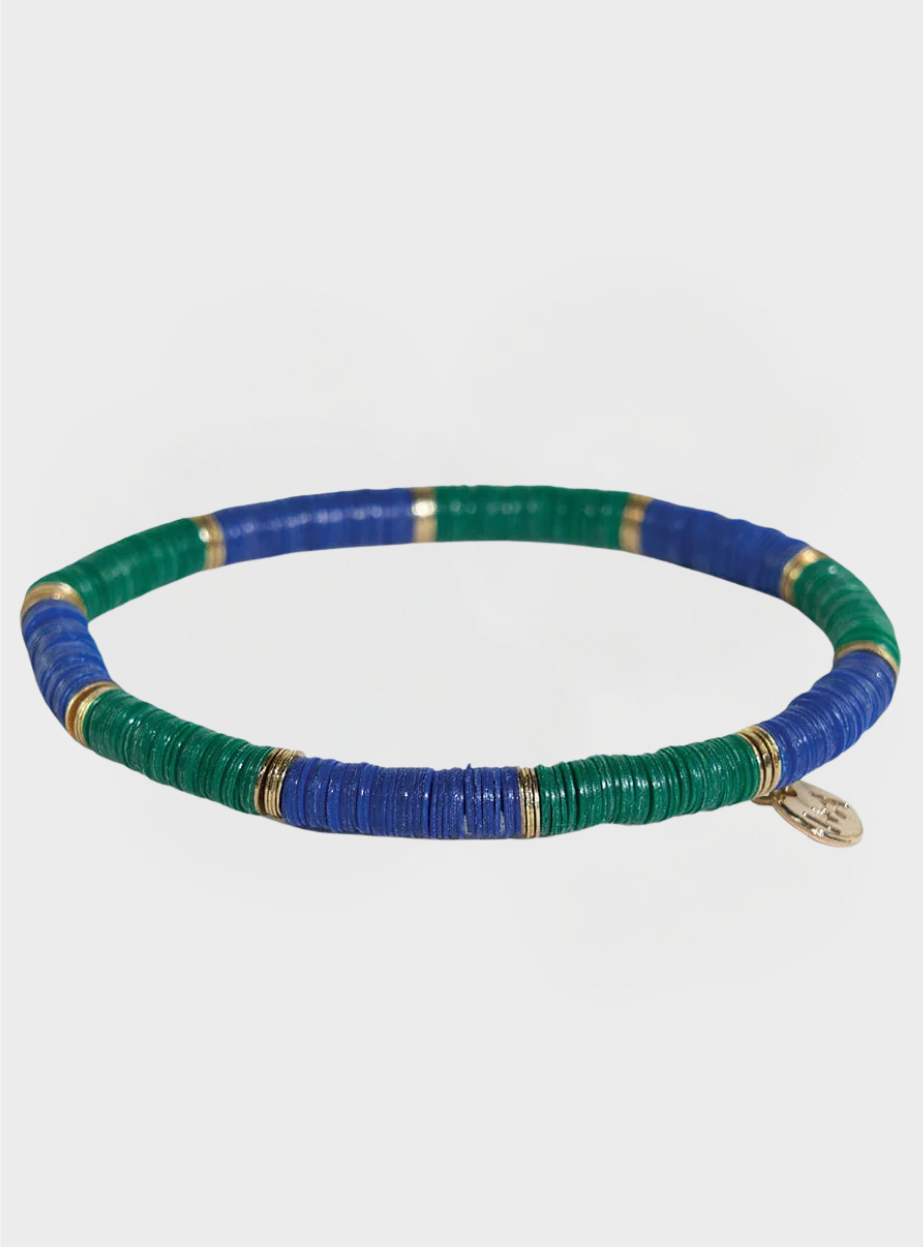 Striped Stretch Bracelet - Green/Lapis