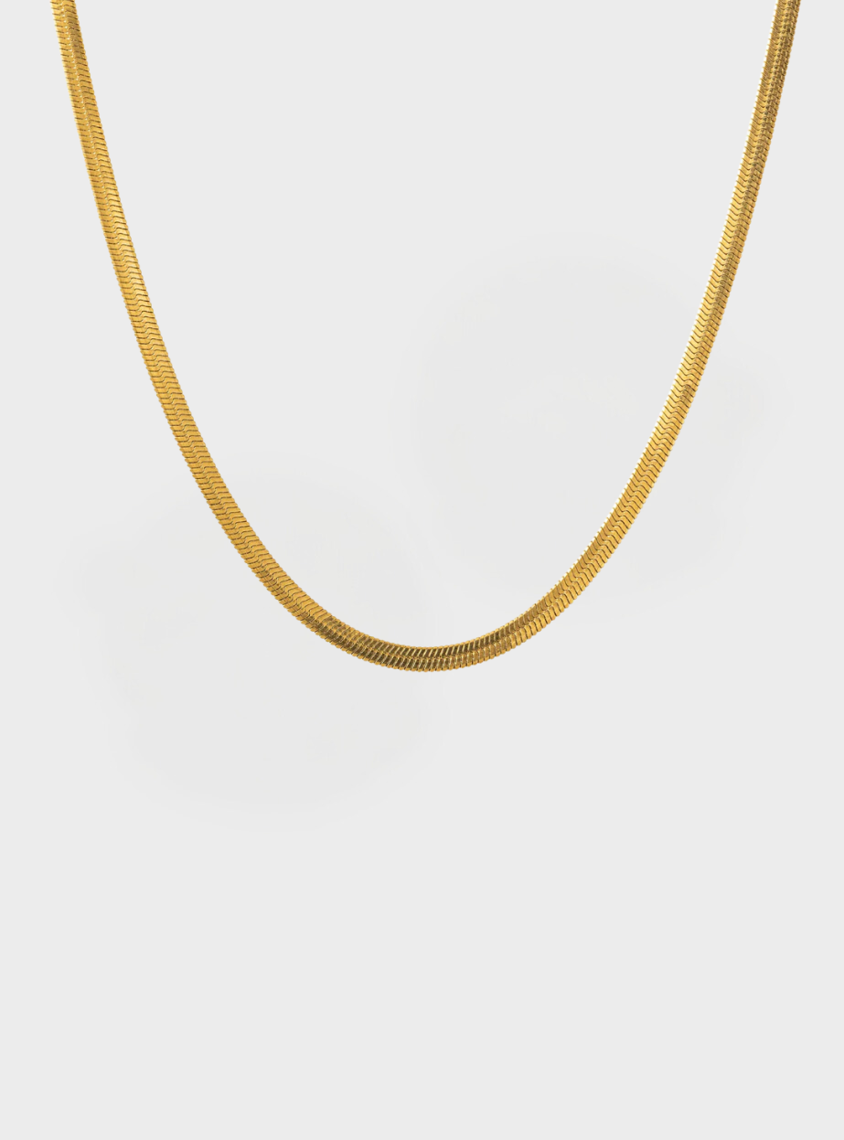 Waterproof Sasha Herringbone Necklace - Gold