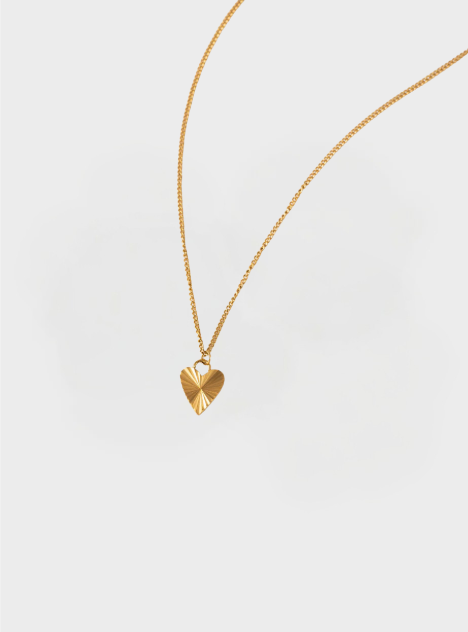 Waterproof Fluted Heart Necklace