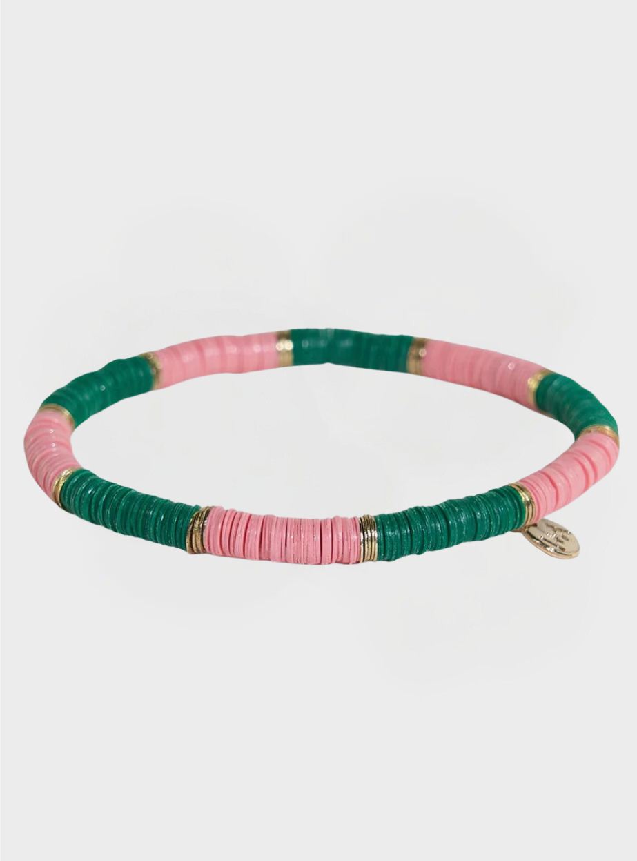 Striped Stretch Bracelet - Pink/Green