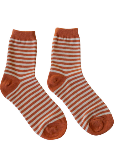 Thin Stripe Socks - Rust