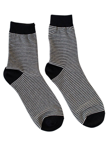 UNISEX Thin Stripe Socks - Black/White