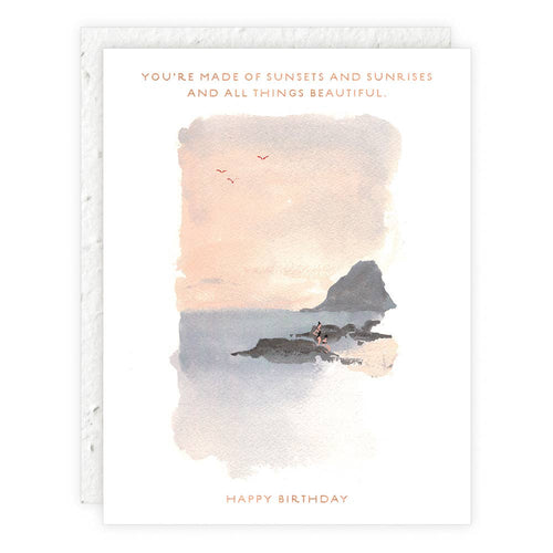 Sunset on the Rocks Birthday Card (Plantable Seed Paper Envelope)