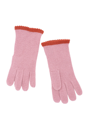 Alpaca Gloves - Dusty Pink + Aura Red