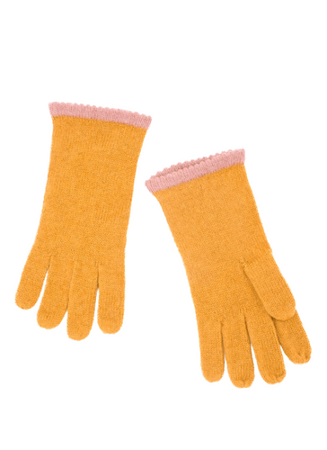 Alpaca Gloves - Sunrise Yellow + Pastel Pink
