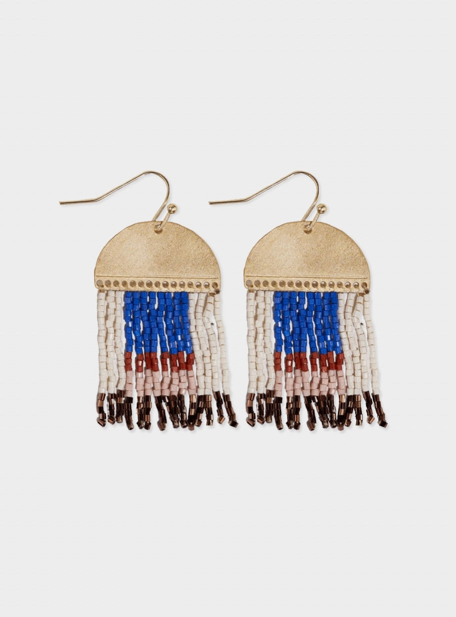 Birdie Abstract Beaded Fringe Earrings - Sedona