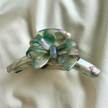 Cellulose Acetate Bow Hair Claw Clip - Green Multi