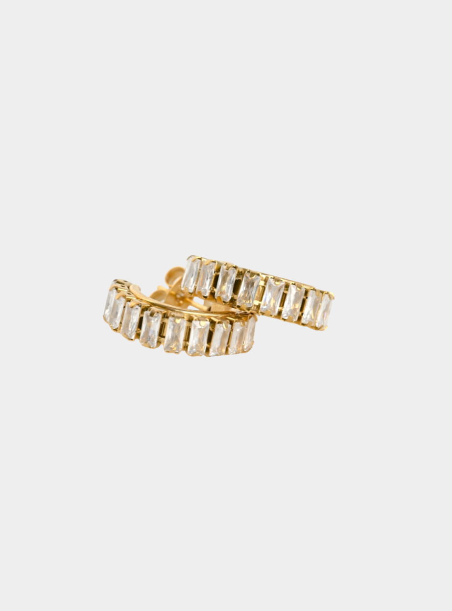 Jolie Baguette Hoop Earrings - Gold