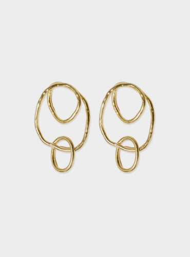 Louisa Organic Circles Drop Earrings - Brass