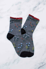 Penny Floral Socks - Charcoal