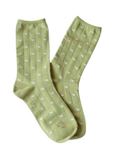 Mini Heart Crew Socks - Sage