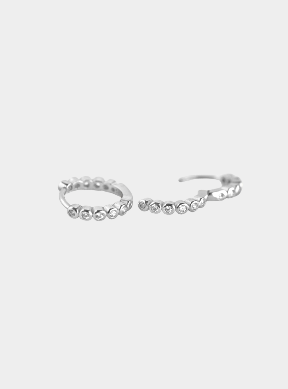 Tove Huggie Hoop Earrings - Silver
