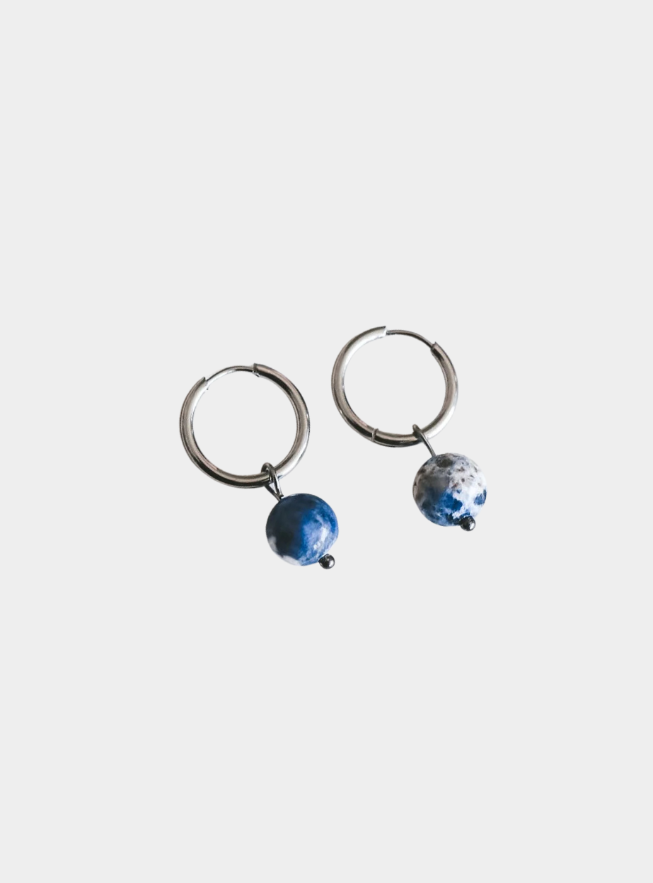 Roco Hoop Earrings - Blue - Silver