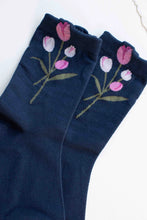 Tulip Bouquet Socks - Navy