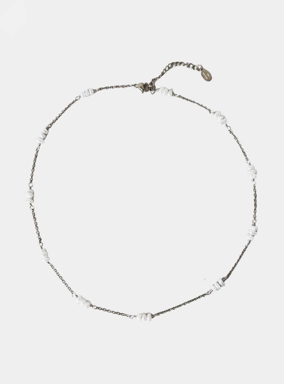 Gio Freshwater Pearl Necklace - Silver