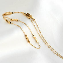 Cube Beaded Chain Necklace - Gold