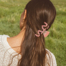 Wavy Checked Claw Clip - Poppy Red