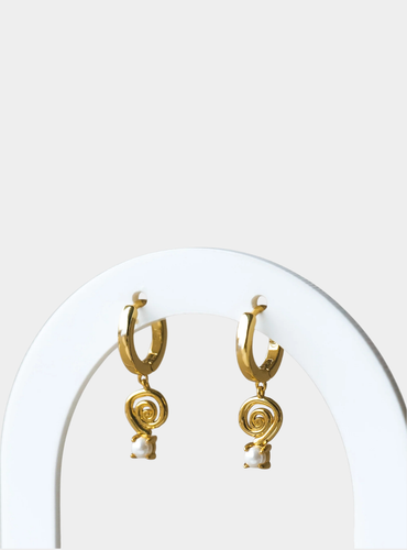Spiral Pearl Earrings - Gold
