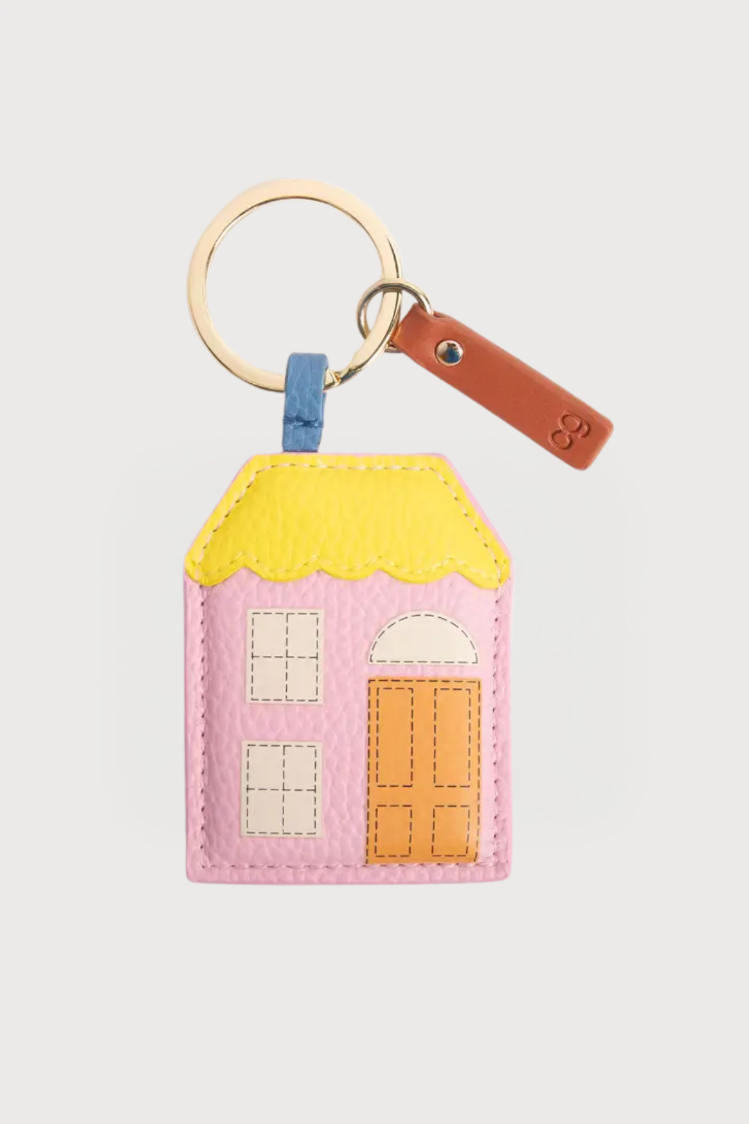 Pink + Yellow House Bag Charm / Keychain
