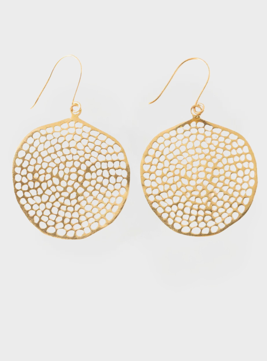 Gretchen Large Circle with Holes Earrings Brass