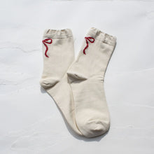 Holiday Glitter Bow Socks - Ivory