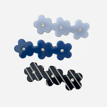 Daisy Hair Clip - Black/White Stripe