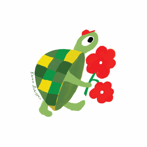 Turtle Flowers Vinyl Sticker