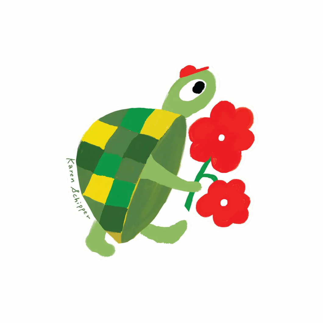 Turtle Flowers Vinyl Sticker