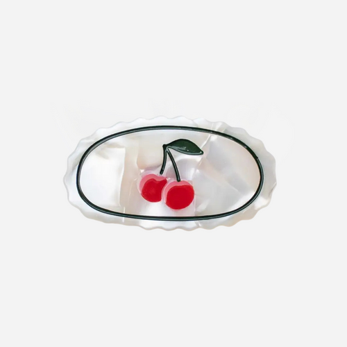 Eco-friendly Acetate Cherry Hair Clip - Creamy Pearl