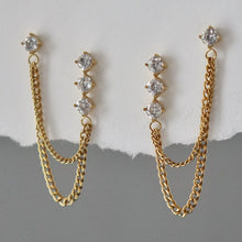 Bree Double Piercing Chain Earrings - Gold