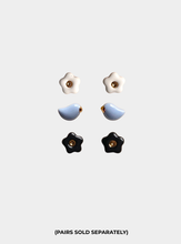 Ellie Parker Ceramic Earrings -  White Flowers OR Blue Birds OR Black Flowers (pairs sold separately)