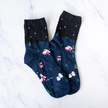 Holiday Village Socks - Midnight Navy