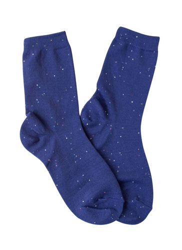 Mini Sequin Holiday Glitter Socks - Blue