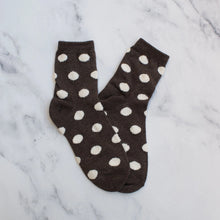 Polka Dots Puff Socks - Dark Chocolate/Cream