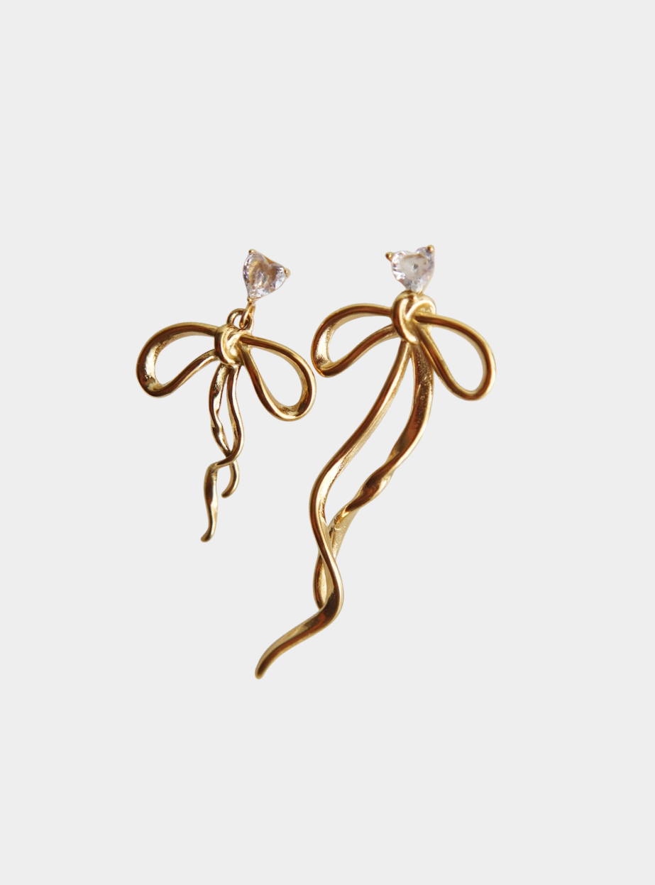 Lyla Bow Dangle Earrings - Gold