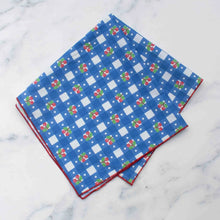 Gingham Cotton Square Scarf - Blue Cherry