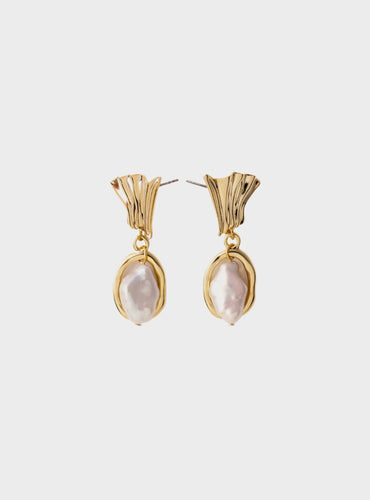 Lindi Gold Encircled Baroque Pearl Earrings