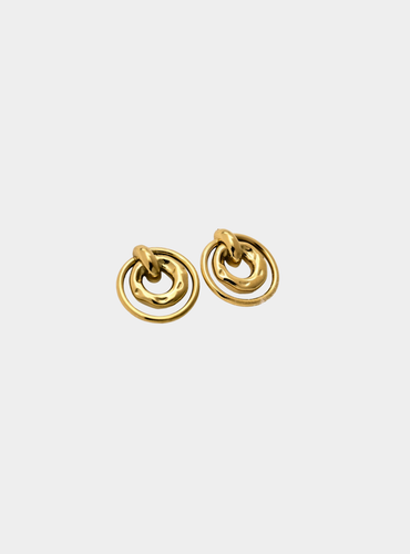Neve Double Circle Stud Earrings - Gold