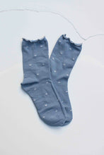 Mini Heart Ruffle Socks - Blue/Silver