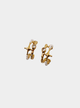 Vesper Pearl Star Double Hoop Earrings - Gold