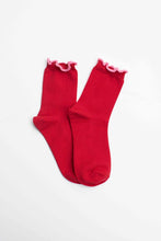 Francis Ruffle Socks - Red/Pink